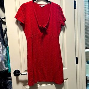 Red Short sleeve cotton/poly/spandex dress. Fits like medium